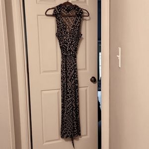 MSK Black and Tan Sleeveless Wrap Dress Lightweight NWOT Resort Size M Women's